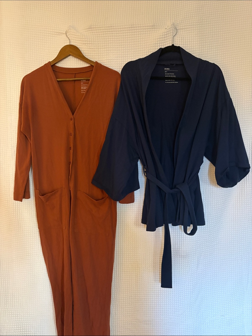 STORQ Rust Long Button Jumpsuit & Navy Wrap Kimono Bundle